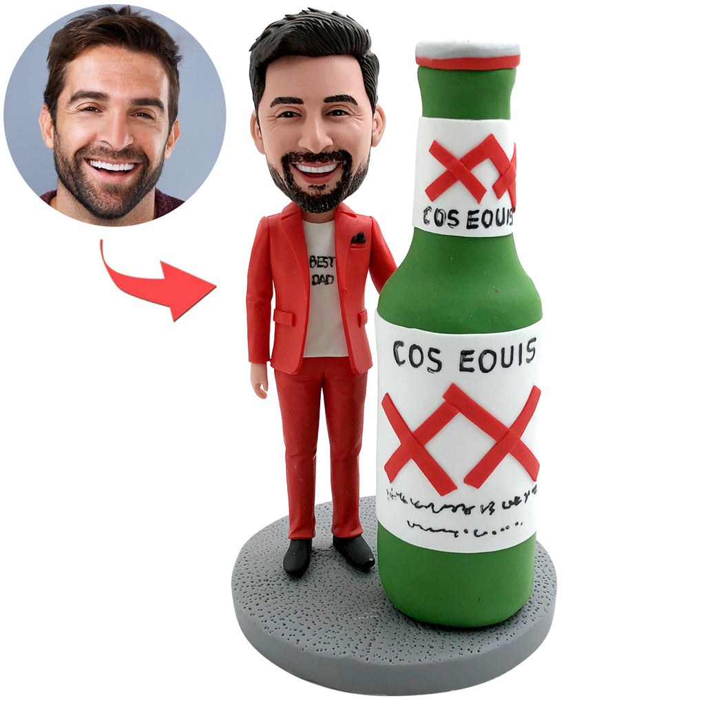 Happy Father Custom Bobblehead with Beer Bottle