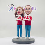 Happy New Year Christmas Gift Custom Couple Bobblehead