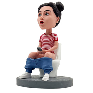 Custom Bobbleheads Humorous Women Sit On Toilet