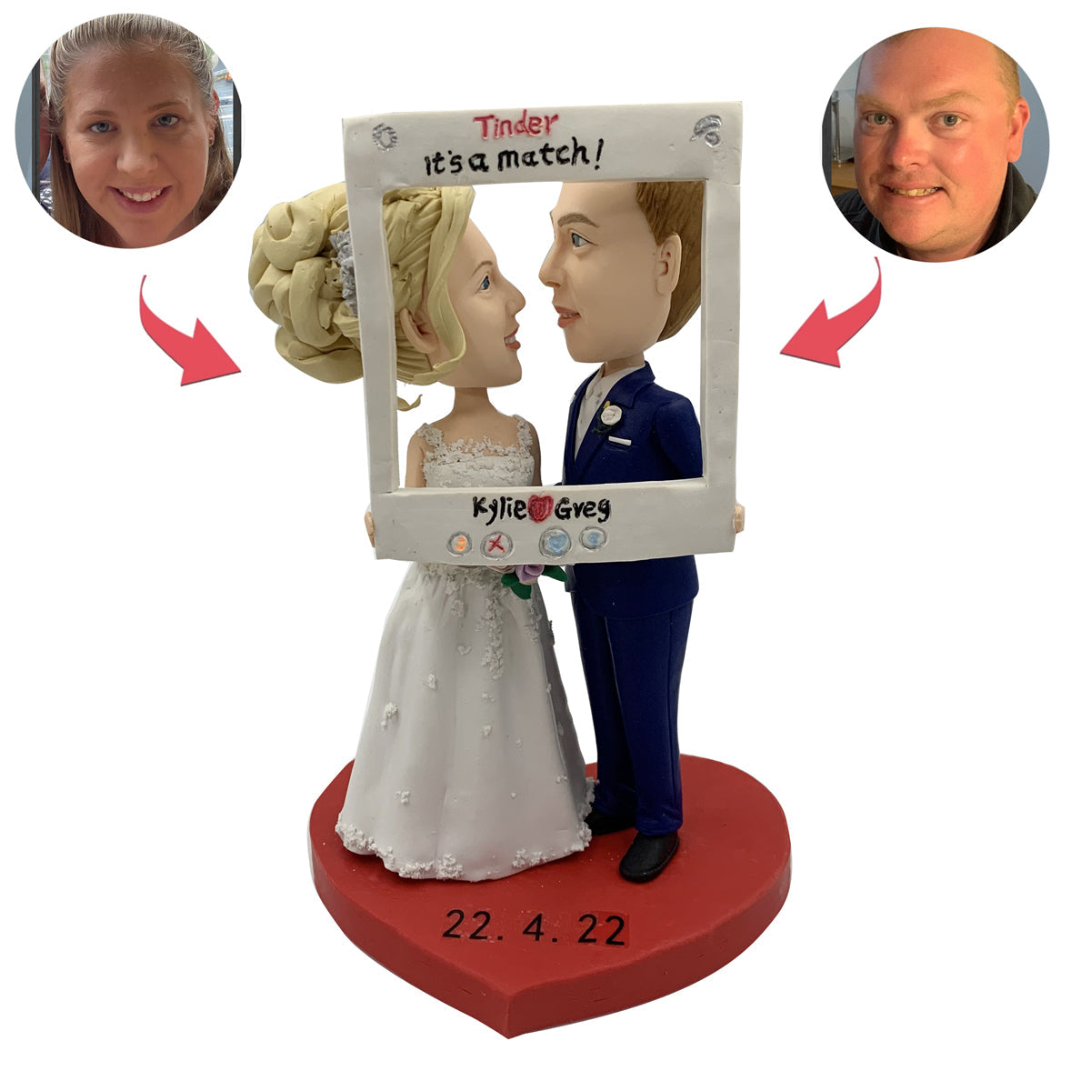 Wedding Cake Topper Bobblehead with Photo Frame